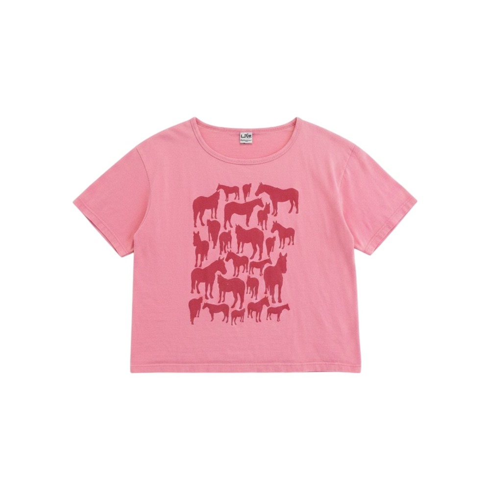 Life Authentic‎ Apparel Horse Graphic Crop Tee Women XL Cowgirlcore Western Pink